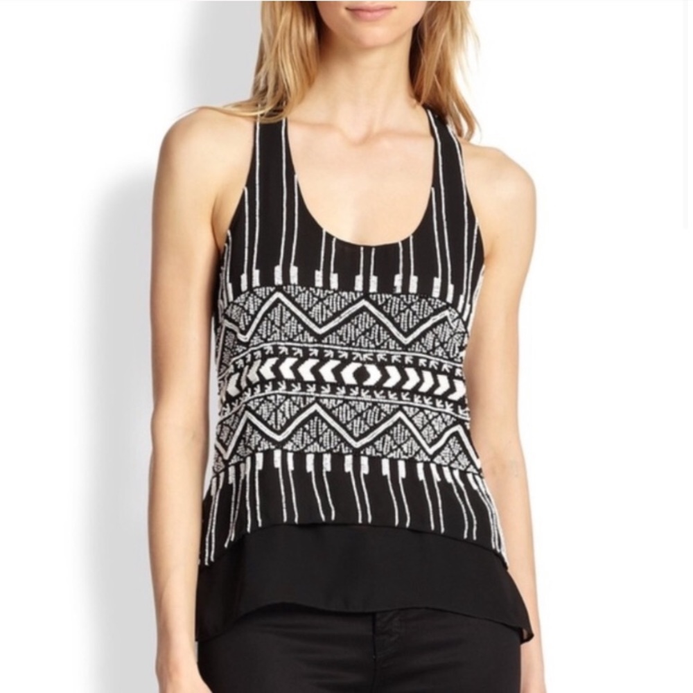 NWT Parker black silk beaded tank NWT